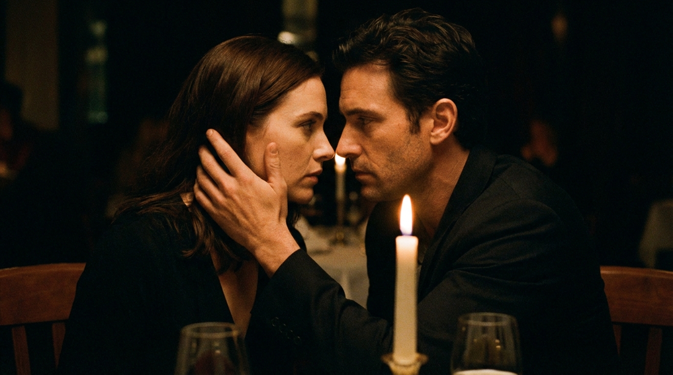 Couple sharing an intense moment before a kiss